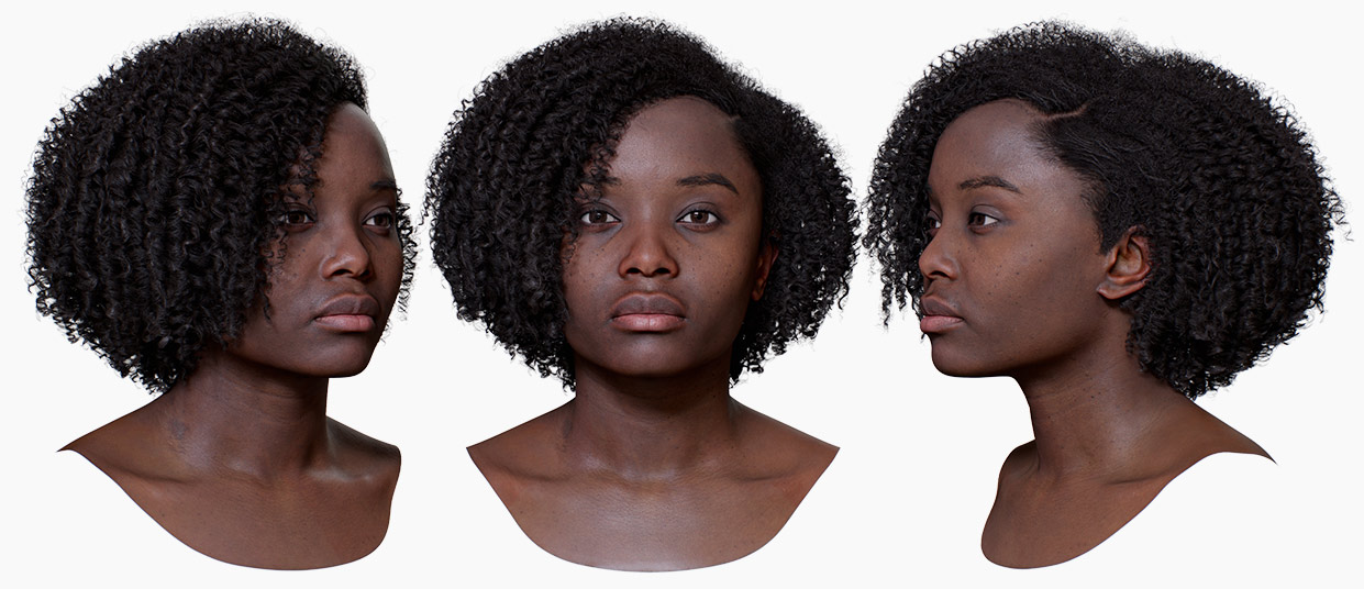 Download realistic female head with hair 